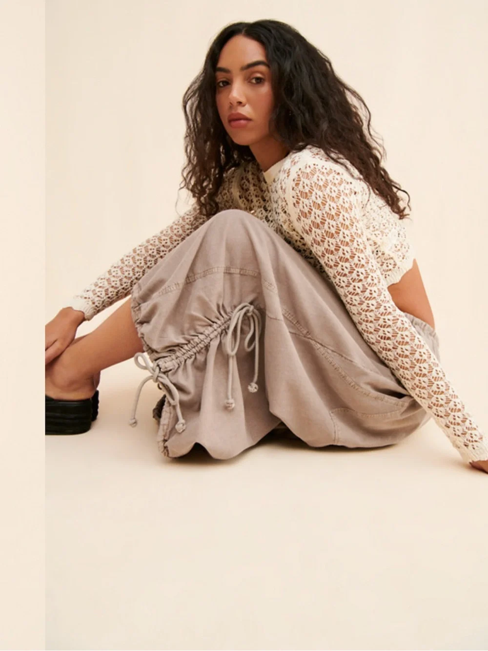 Free People Parachute Skirt Light Gray